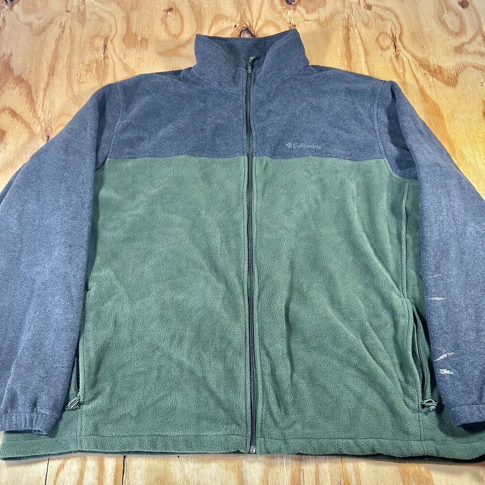 Columbia gray and green fleece zip up jacket 3XT